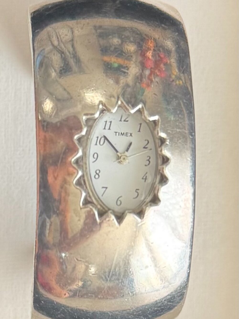 NATIVE AMERICAN STYLE STERLING STERLING SILVER SHADOW BOX WATCH CUFF